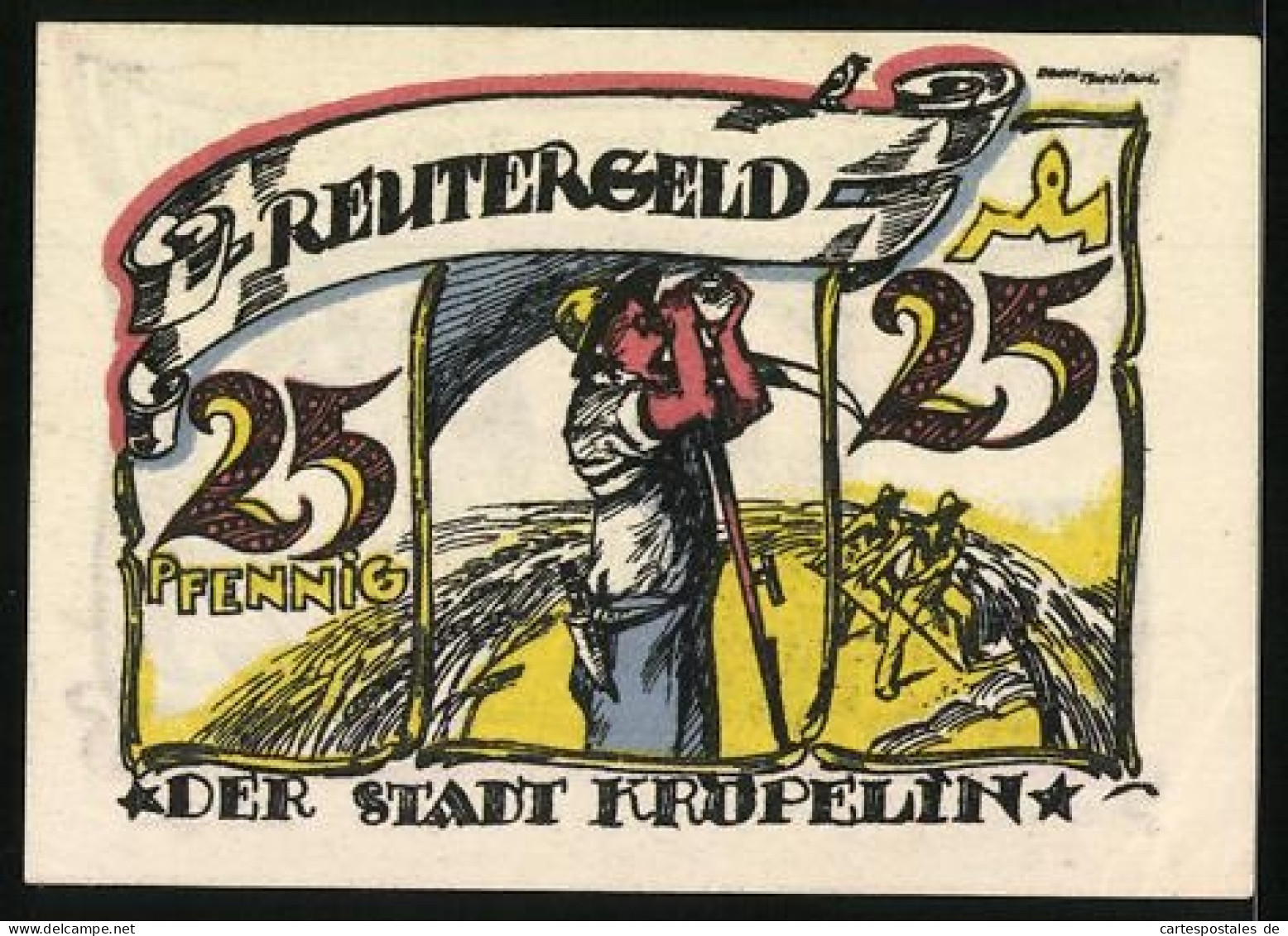 Notgeld Kröpelin, 25 Pfennig, Eine Bäuerin Mit Geerntetem Getreide  - [11] Local Banknote Issues