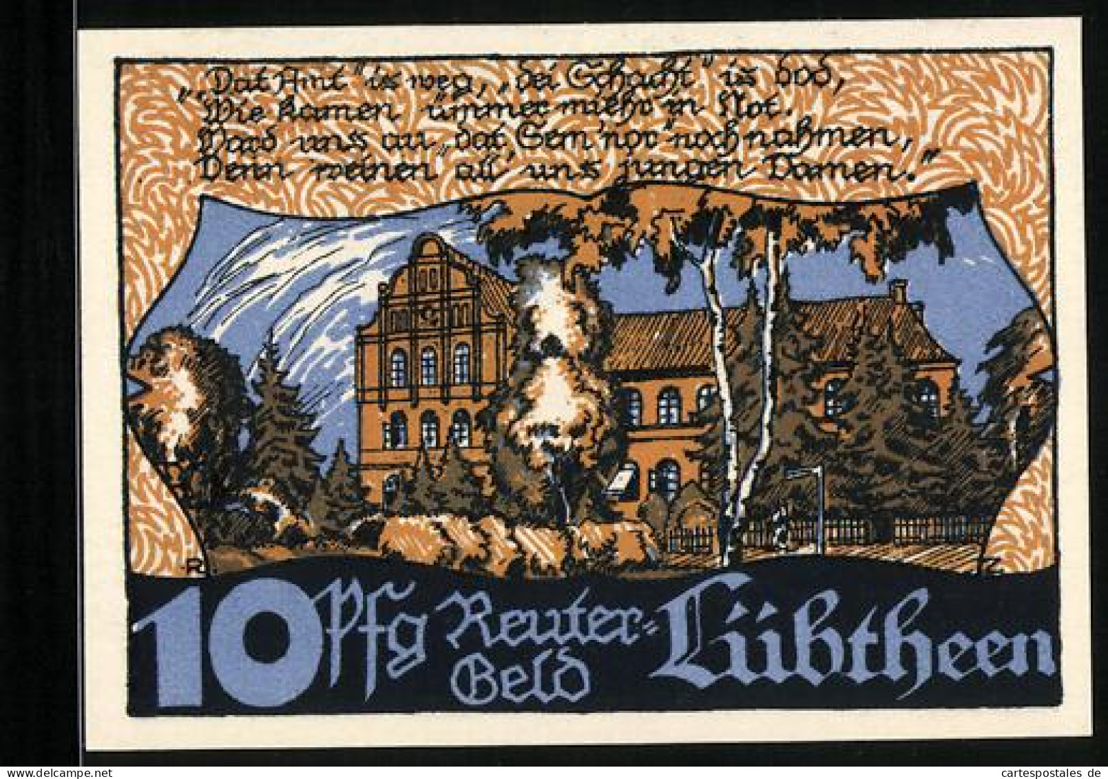 Notgeld Lübtheen I. M., 10 Pfennig, Denkmal Vor Der Kirche  - Lokale Ausgaben