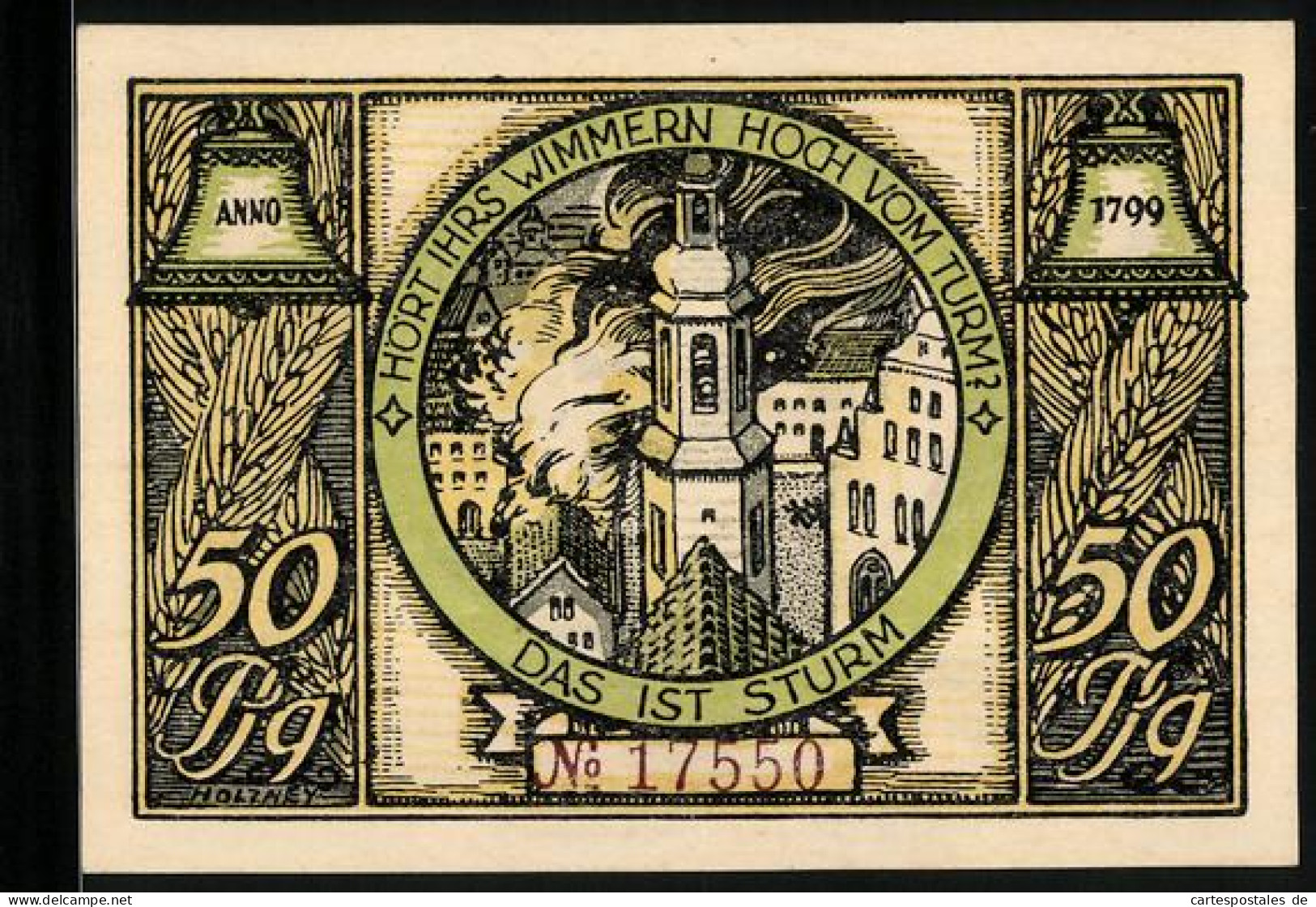 Notgeld Rudolstadt, 50 Pfennig, Brand Der Kirche, Glockengiesserei  - [11] Local Banknote Issues