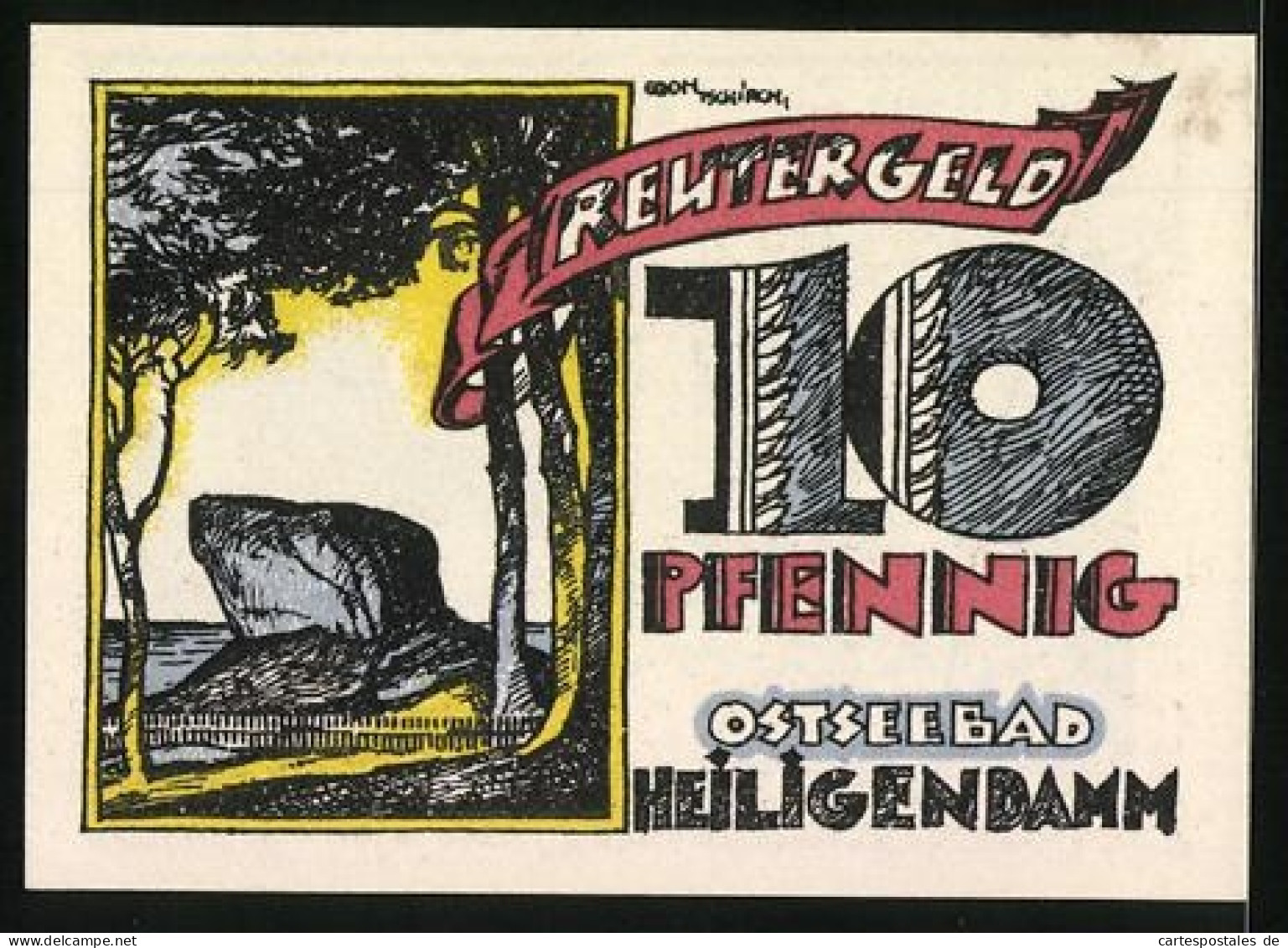 Notgeld Heiligendamm /Ostsee 1922, 10 Pfennig, Mann Blickt Auf Stürmische See  - [11] Emissions Locales