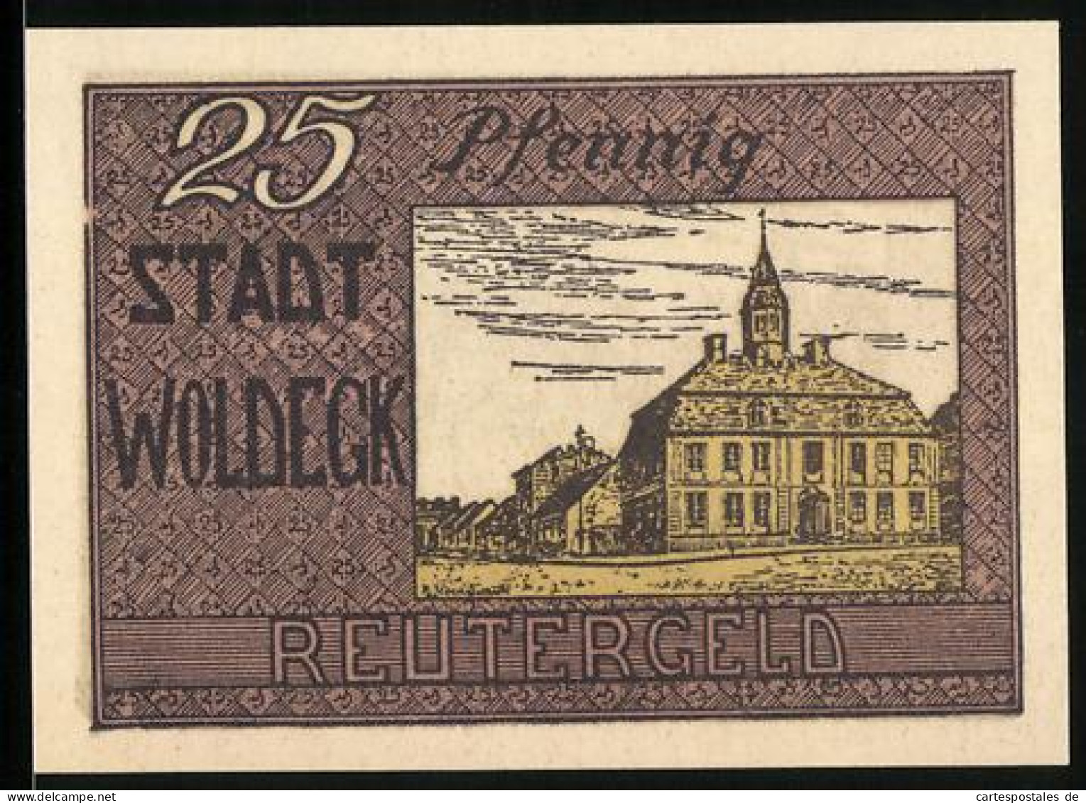 Notgeld Woldegk 1922, 25 Pfennig, Rathaus  - [11] Emisiones Locales