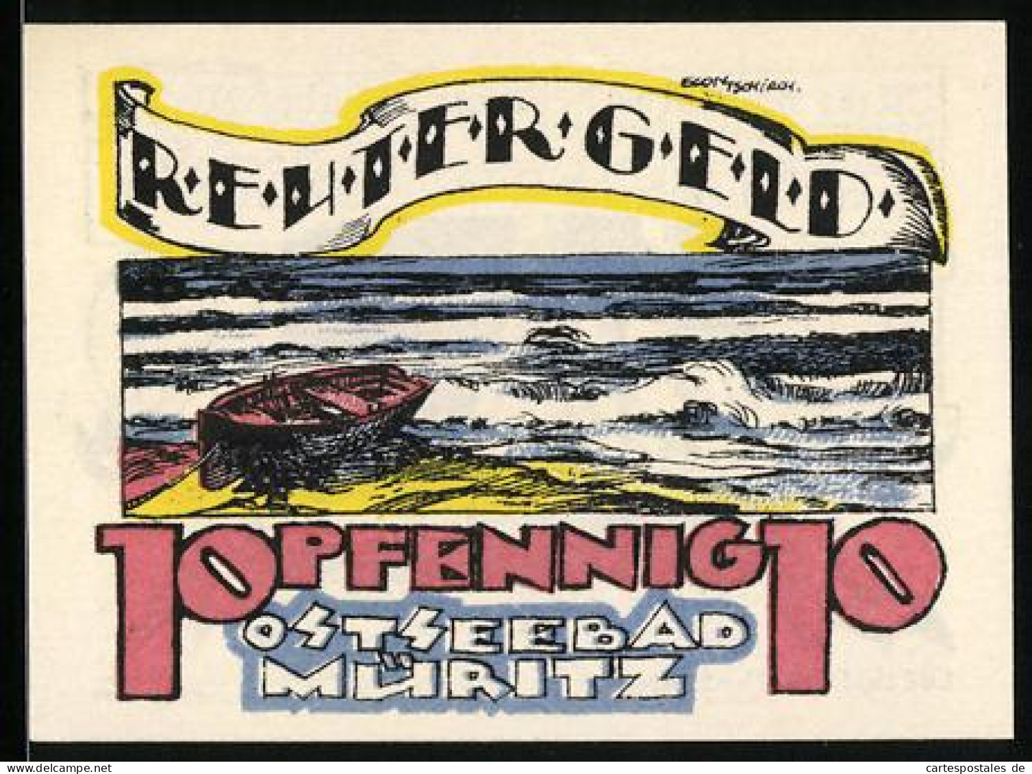 Notgeld Müritz /Ostsee 1922, 10 Pfennig, Segelschiff, Boot Am Meer  - [11] Emisiones Locales