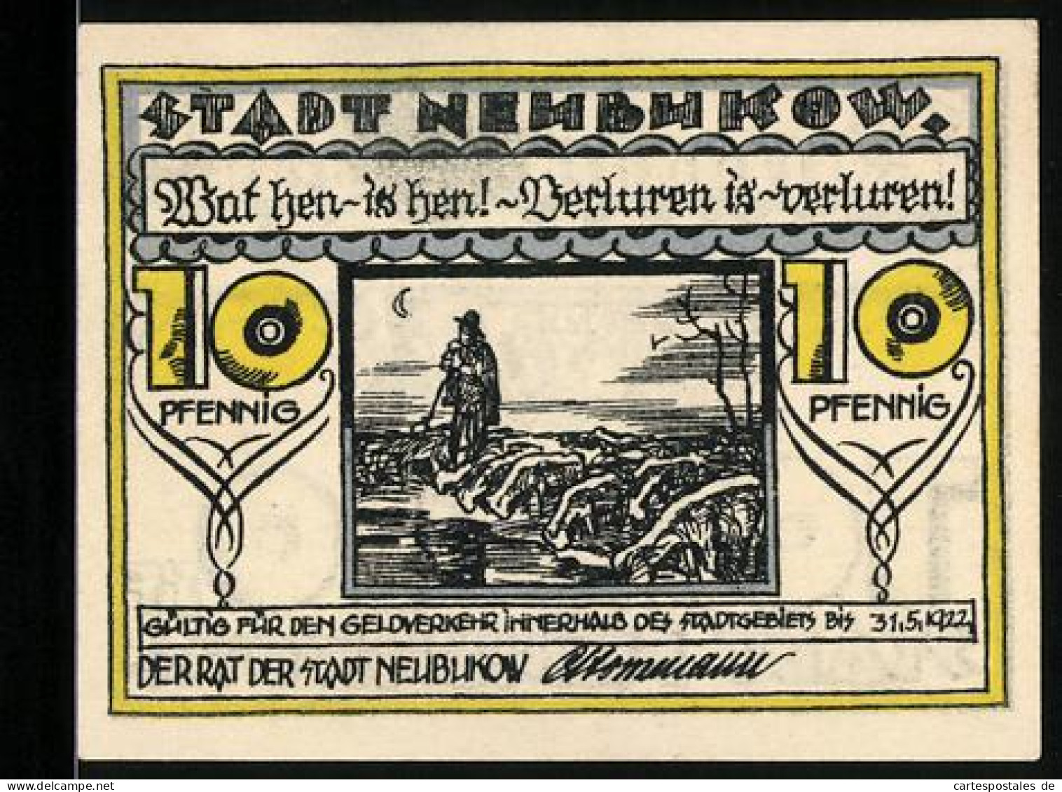 Notgeld Neubukow 1922, 10 Pfennig, Schäfer Mit Herde, Wappen  - [11] Emisiones Locales