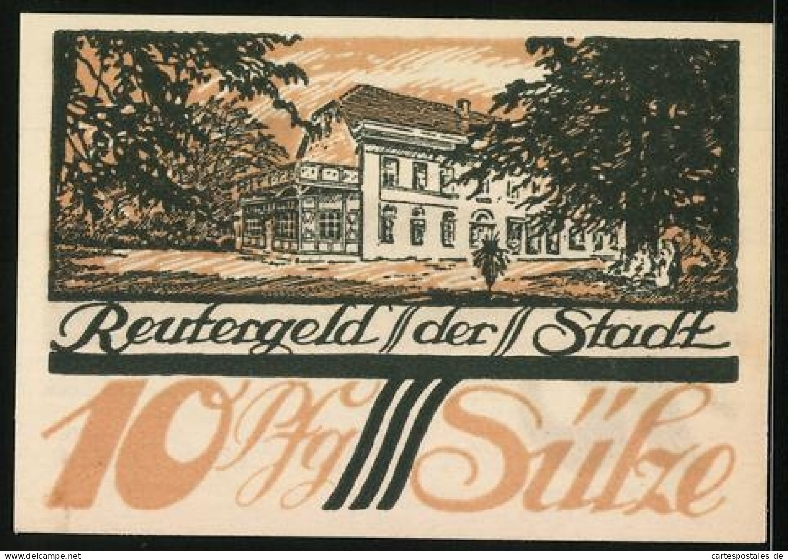 Notgeld Sülze 1922, 10 Pfennig, Panorama Mit Windmühlen, Gebäudeansicht  - [11] Emissions Locales