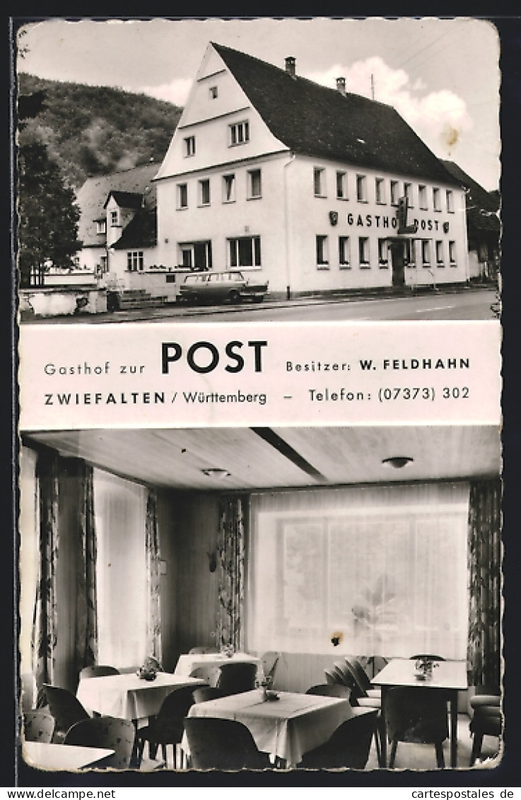 AK Zwiefalten /Württemberg, Gasthof Zur Post, Bes. W. Feldhahn  - Autres & Non Classés