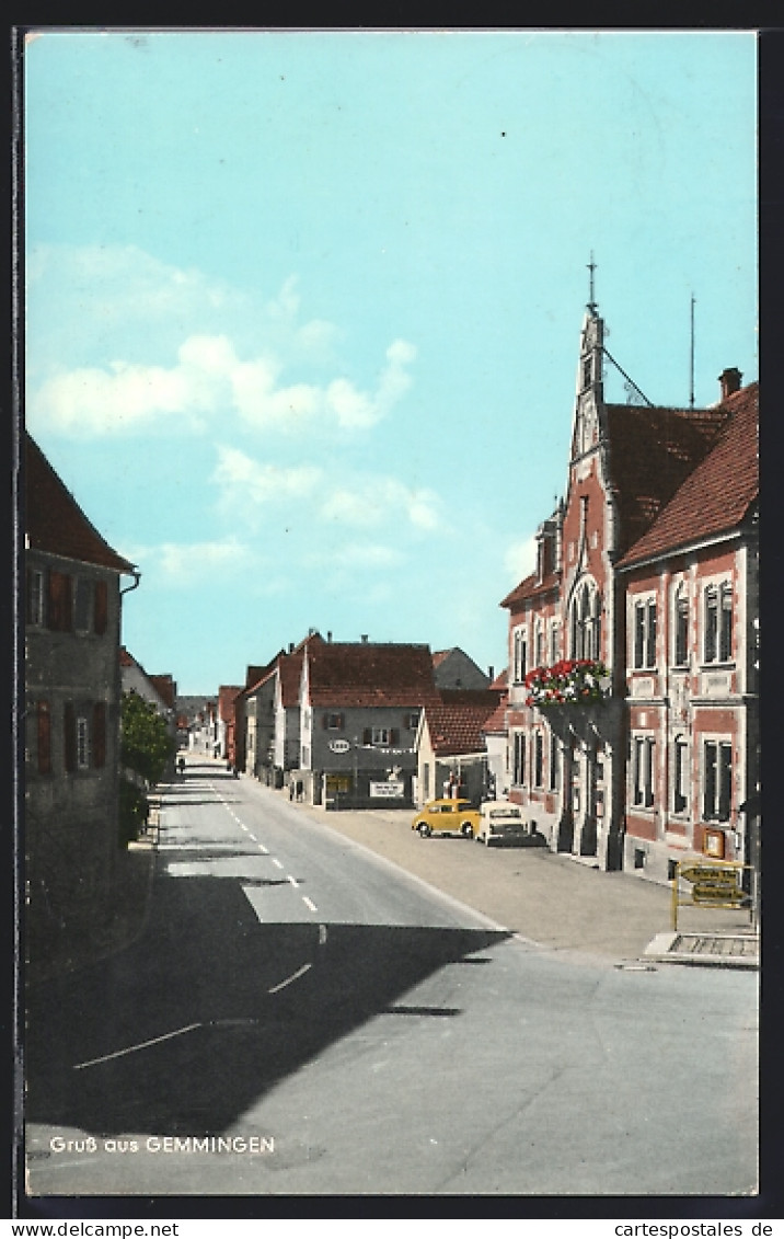 AK Gemmingen, Strassenpartie Mit Rathaus Und Esso-Tankstelle  - Other & Unclassified