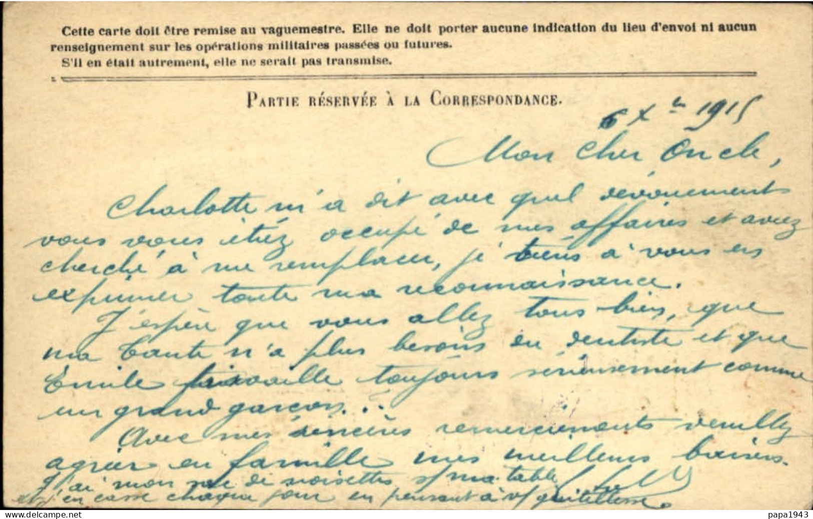 1915  Correspondance Armées De La République  S P 94  Cachet  " 59° Division PARC DU GENIE " Envoyée à PONTARLIER - Briefe U. Dokumente