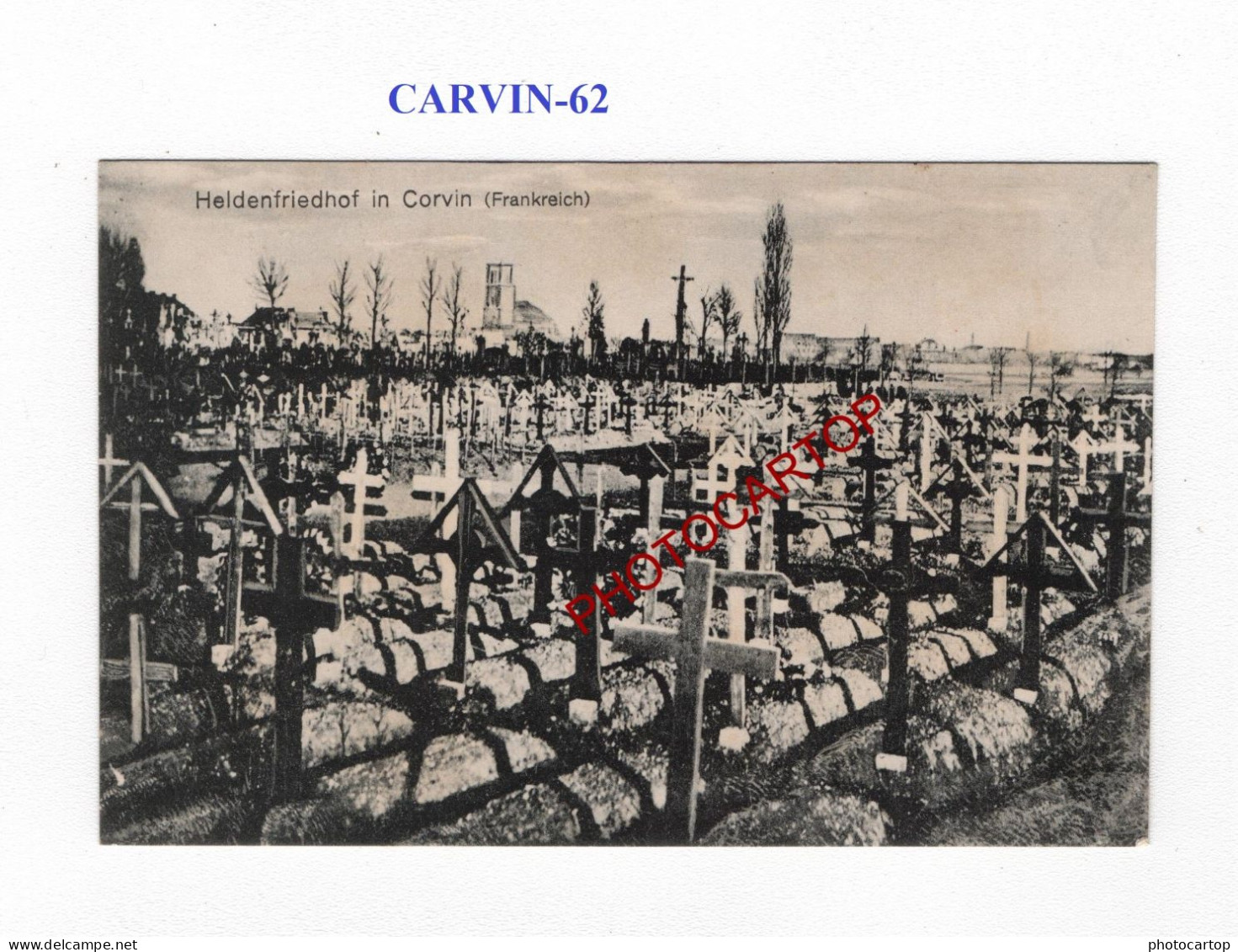 CARVIN-62-Cimetiere-Tombes-CARTE Imprimee Allemande-GUERRE 14-18-1 WK-MILITARIA- - Cimetières Militaires