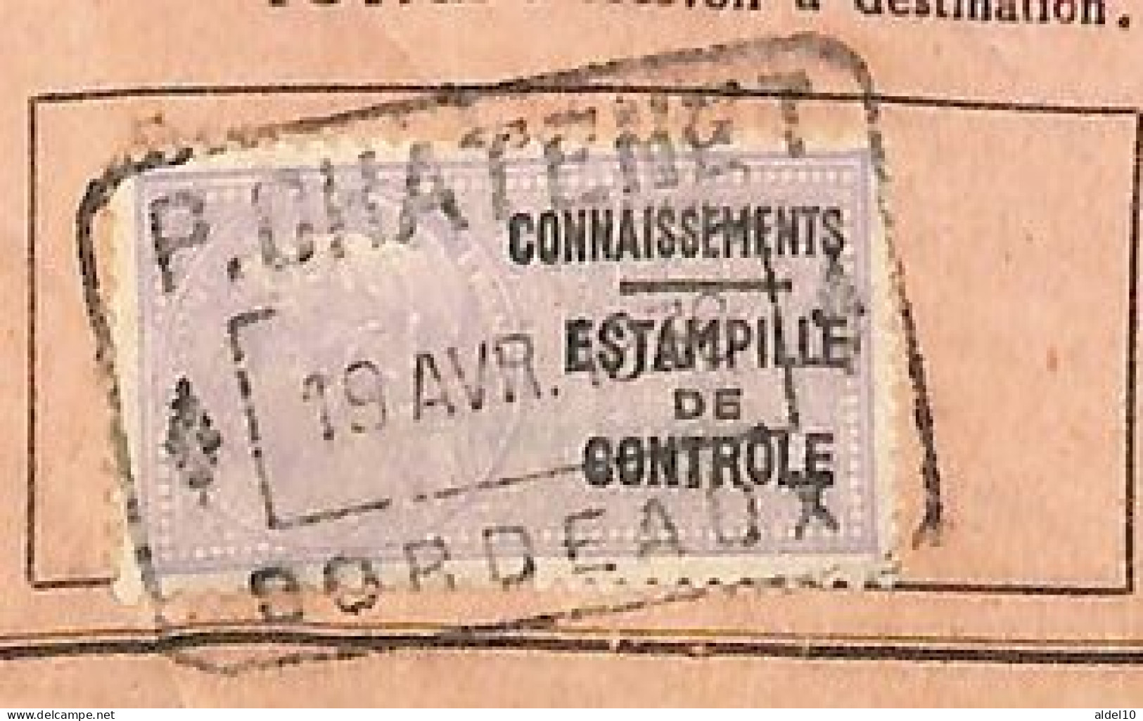 Connaissement De Bordeaux Pour Casablanca 1938 Avec Estampille De Contrôle Lilas Clair - Lettres & Documents