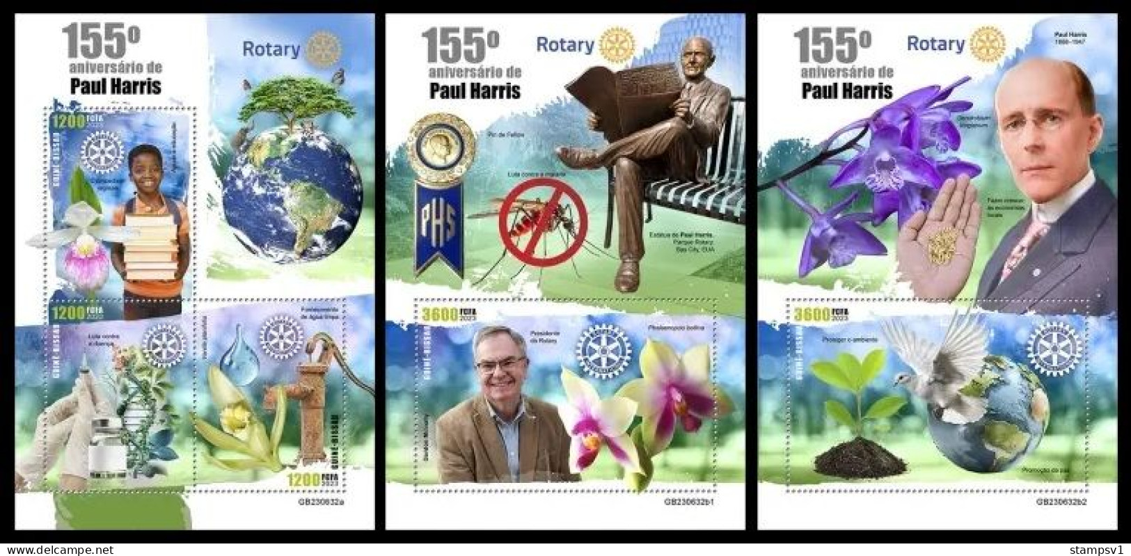 Guinea Bissau  2023 155th Anniversary Of Paul Harris. (632) OFFICIAL ISSUE - Rotary, Lions Club