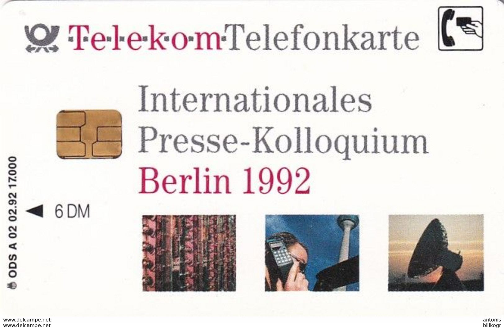 GERMANY - Internationales Presse-Kolloquium, Berlin 1992(A 02), Tirage 17000, 02/92, Used - A + AD-Series : D. Telekom AG Advertisement