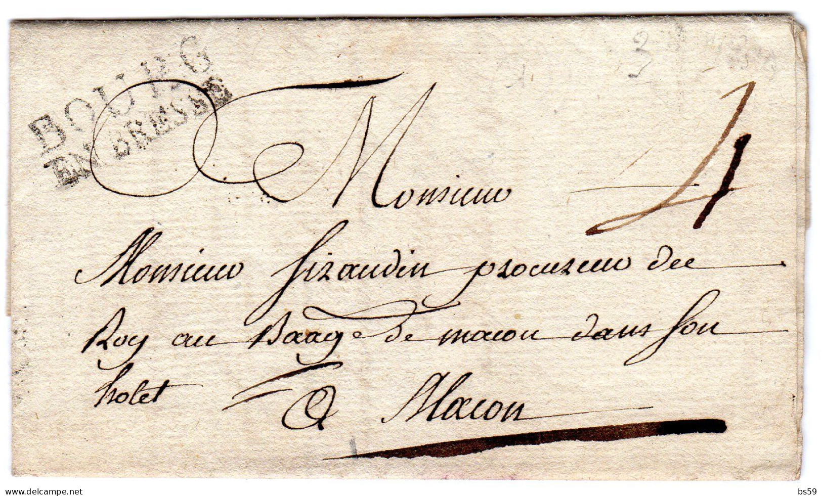Ain - LAC (15/01/1786) Marque Lenain 3 BOURG/EN BRESSE - 1701-1800: Voorlopers XVIII