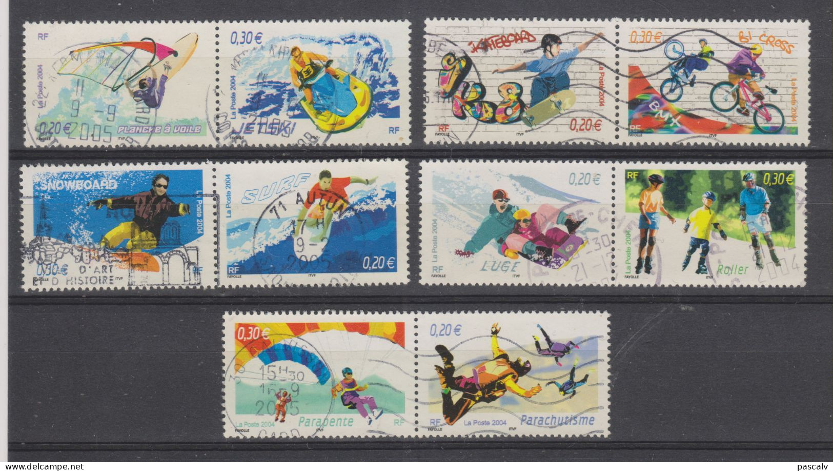 Yvert 3691 / 3700 Les Sports De Glisse En Paires - Used Stamps