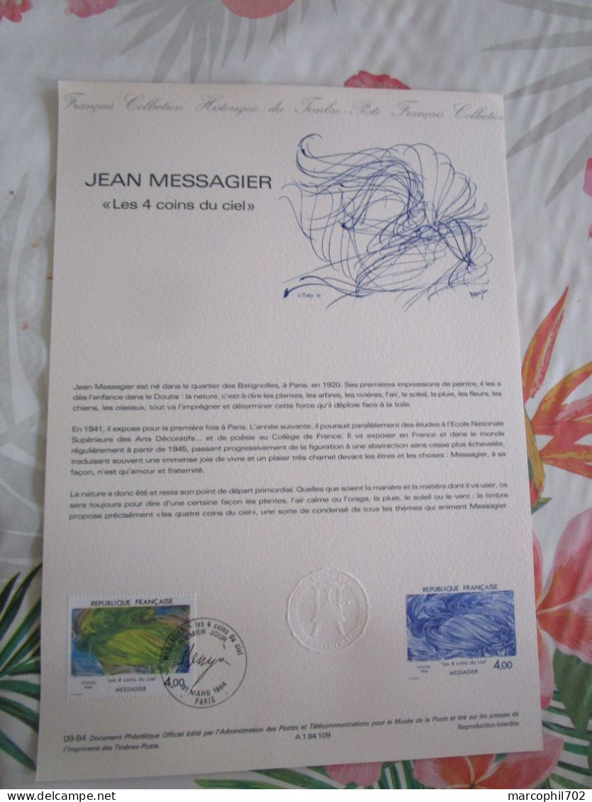 Document Officiel Jean Messager Les 4 Coins Du Ciel - Documents Of Postal Services