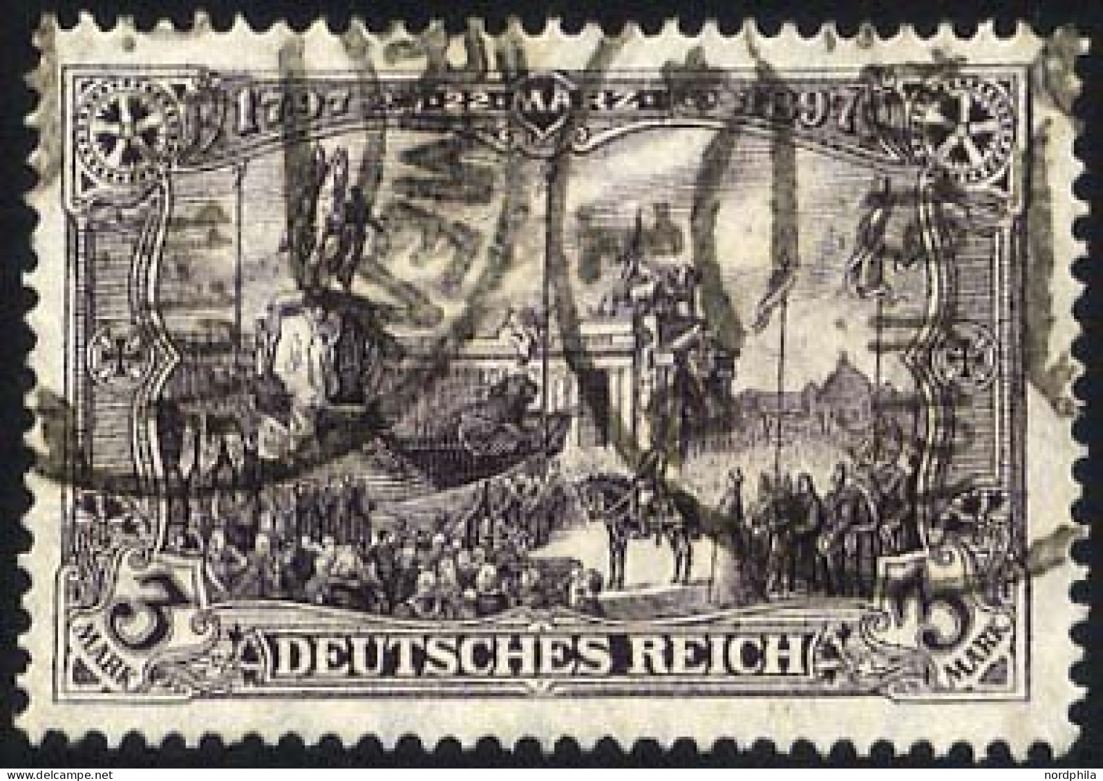 Dt. Reich 96AIb O, 1912, 3 M. Schwarzbraunviolett Friedensdruck, üblich Gezähnt Pracht, Gepr. Jäschke-L., Mi. 35.- - Oblitérés