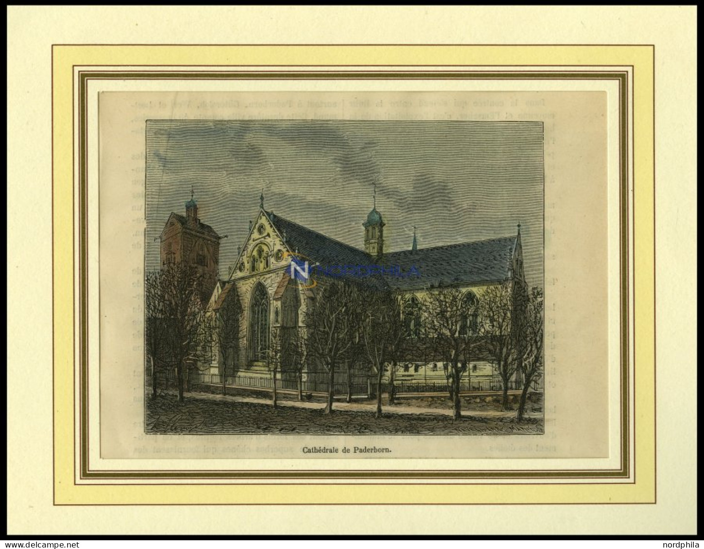 PADERBORN: Die Kathedrale, Kolorierter Holzstich Um 1880 - Estampas & Grabados