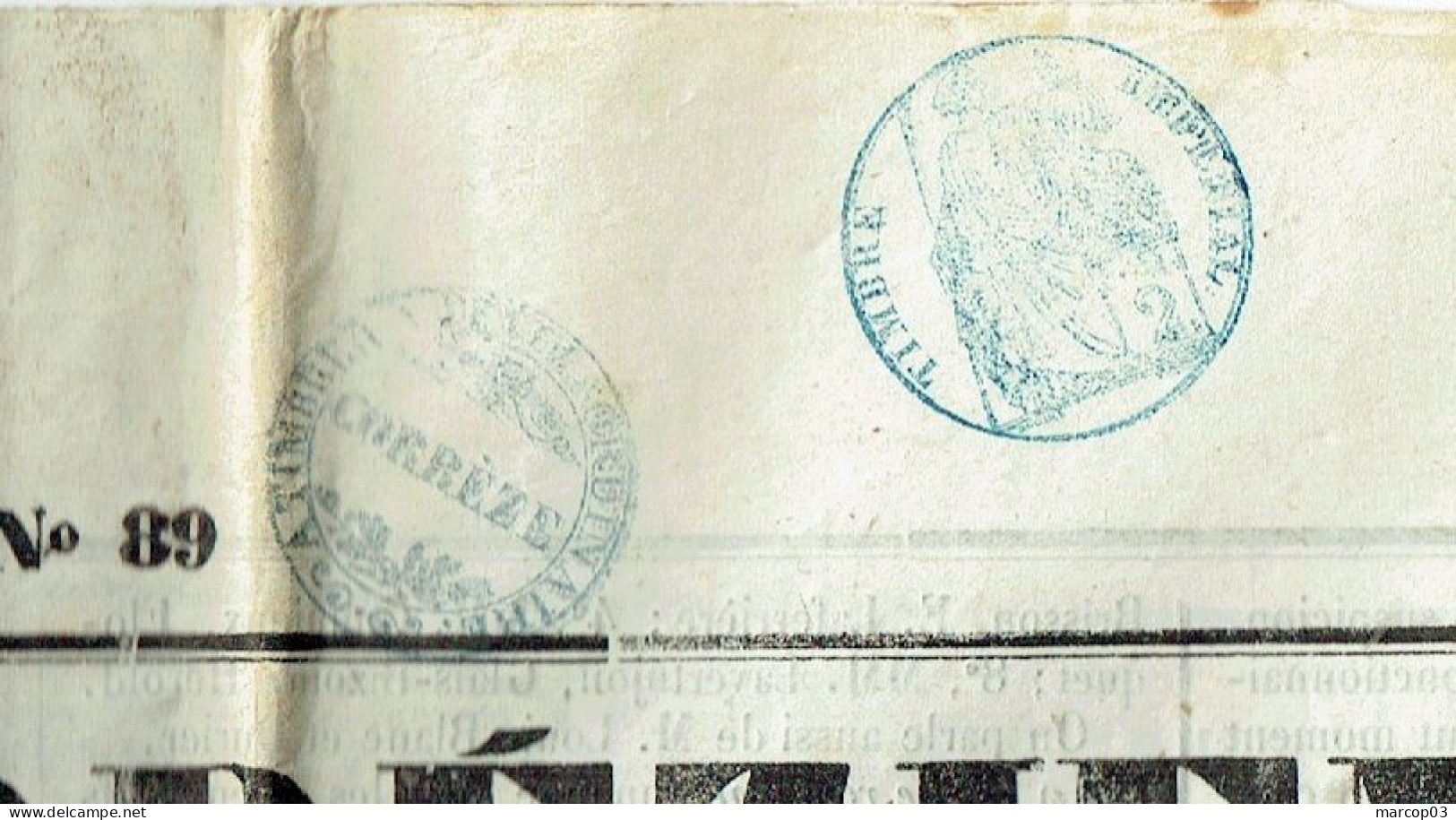 19 CORREZE Journal Le Corréziren Du 10/07/1869 Timbre Bleu 2 C (Fiscal 3c Port Postal 2c) Belle Pièce Journal Complet - Periódicos