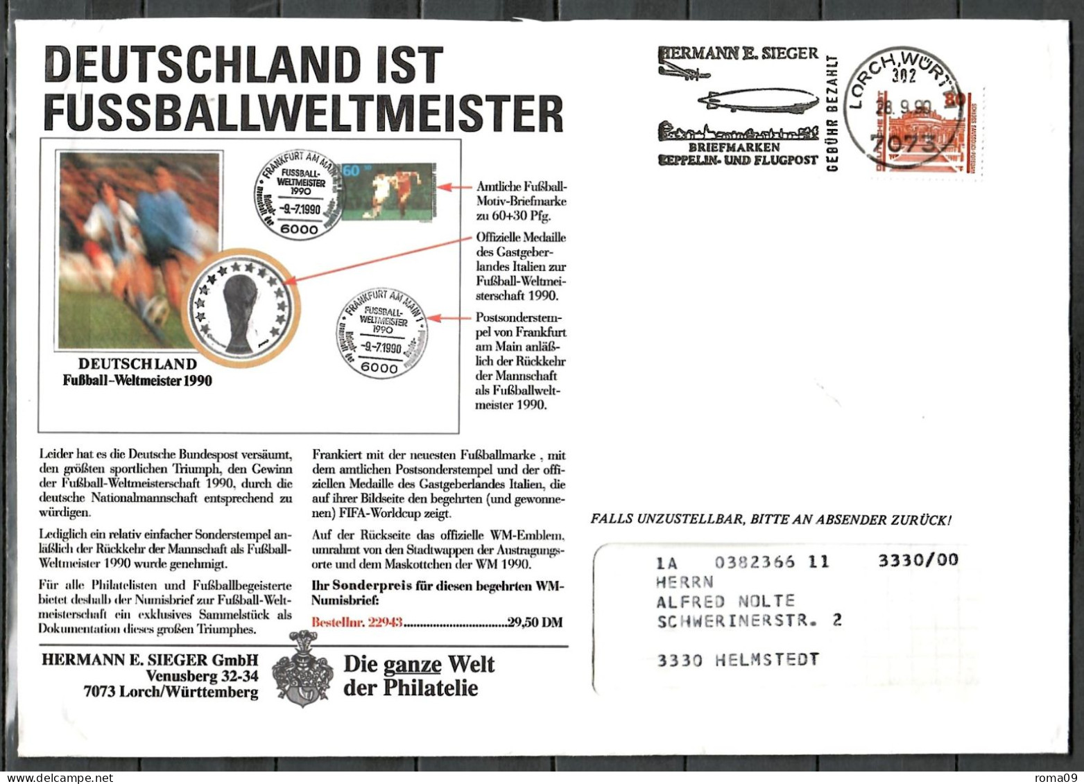 MiNr. 3349; Schloss Sanssouci, Auf Portoger. Massendrucksache Von Lorch Nach Helmstedt; C-194 - Covers & Documents