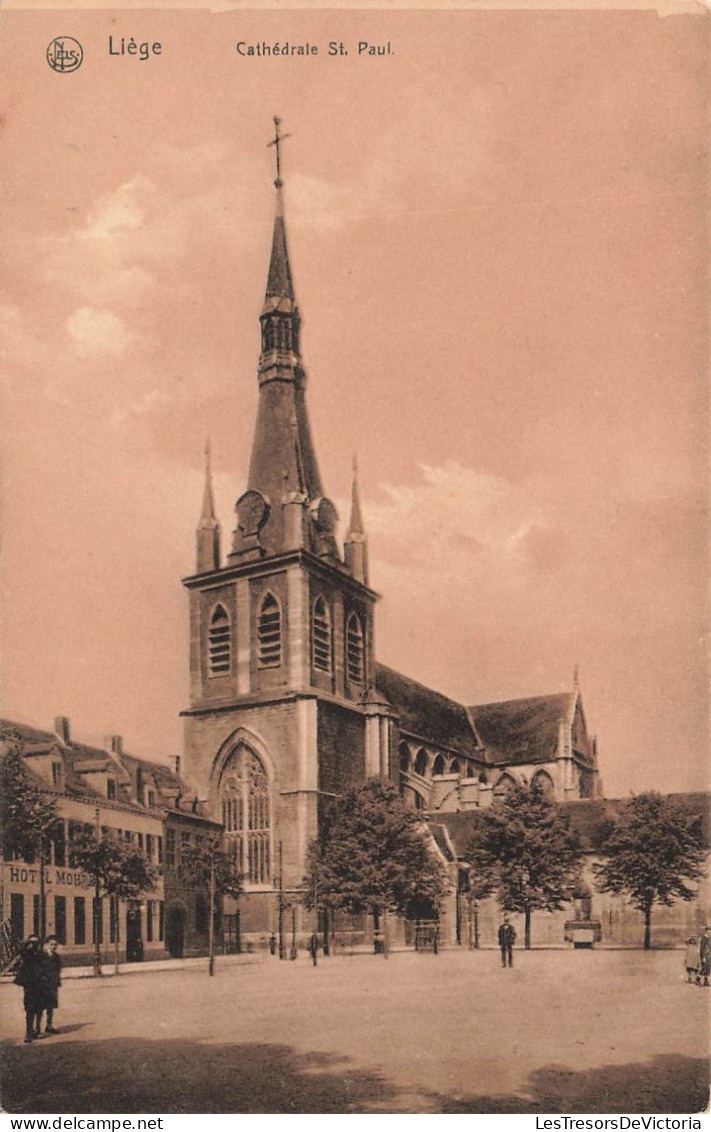 BELGIQUE - Liège - Vue Sur La Cathédrale St Paul - Vue Générale - Animé - Carte Postale Ancienne - Liege