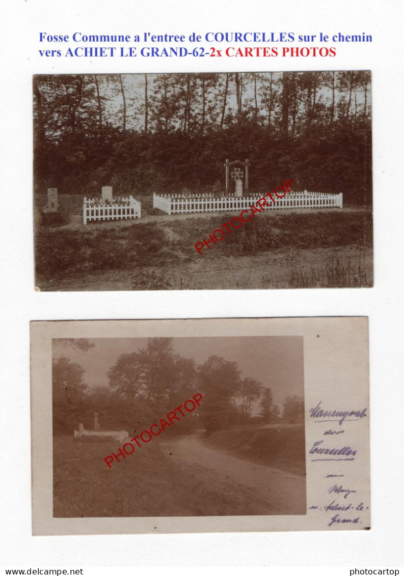 Fosse Commune Devant COURCELLES-chemin ACHIET LE GRAND-62-2x CARTES PHOTOS Allemandes-GUERRE 14-18-1 WK-MILITARIA- - Cimetières Militaires