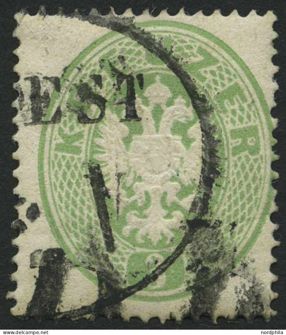 ÖSTERREICH 25 O, 1863, 3 Kr. Grün, Pracht, Mi. 110.- - Gebraucht