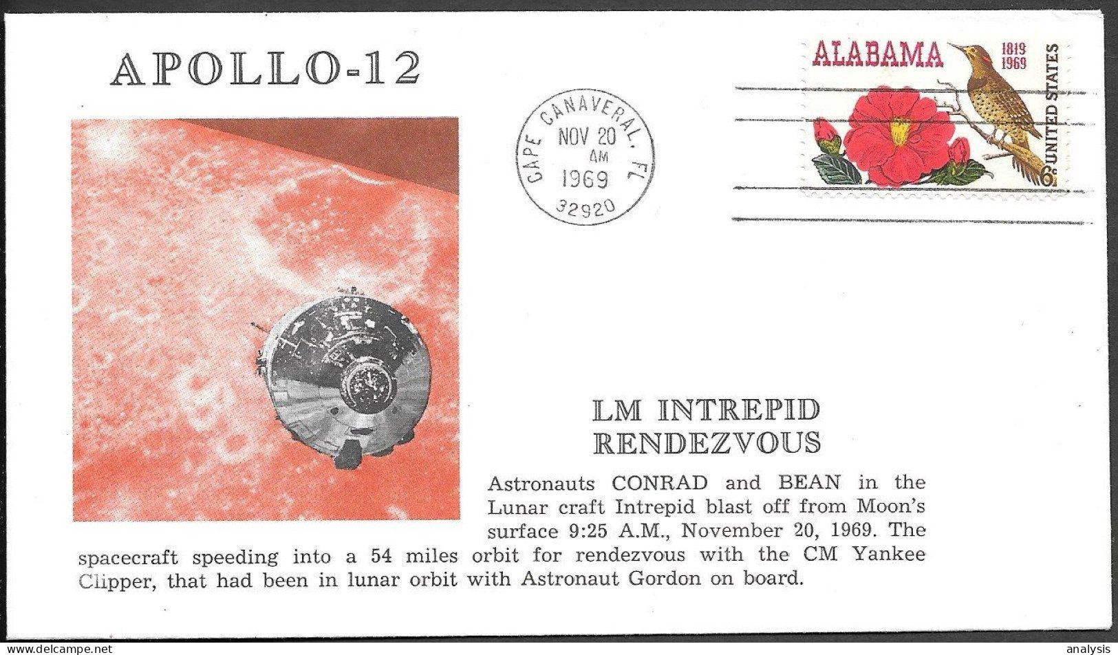 US Space Cover 1969. "Apollo 12" Moon Liftoff - Estados Unidos