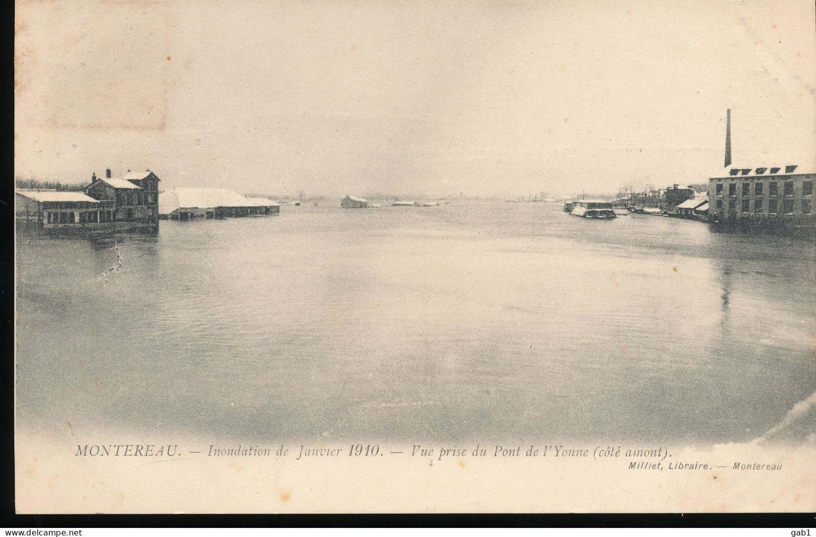 77 --- Montereau --- Inondation De Janvier 1910 --- Vue Prise Du Pont De L'Yonne ( Cote Amont ) - Montereau