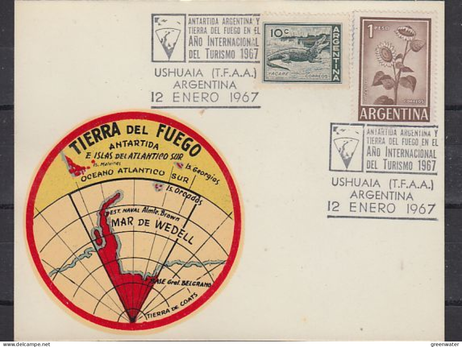 Argentina Tierra Del Fuego International Tourism Year Ca Ushuaia 12 JAN 1967 (59810) - Research Stations