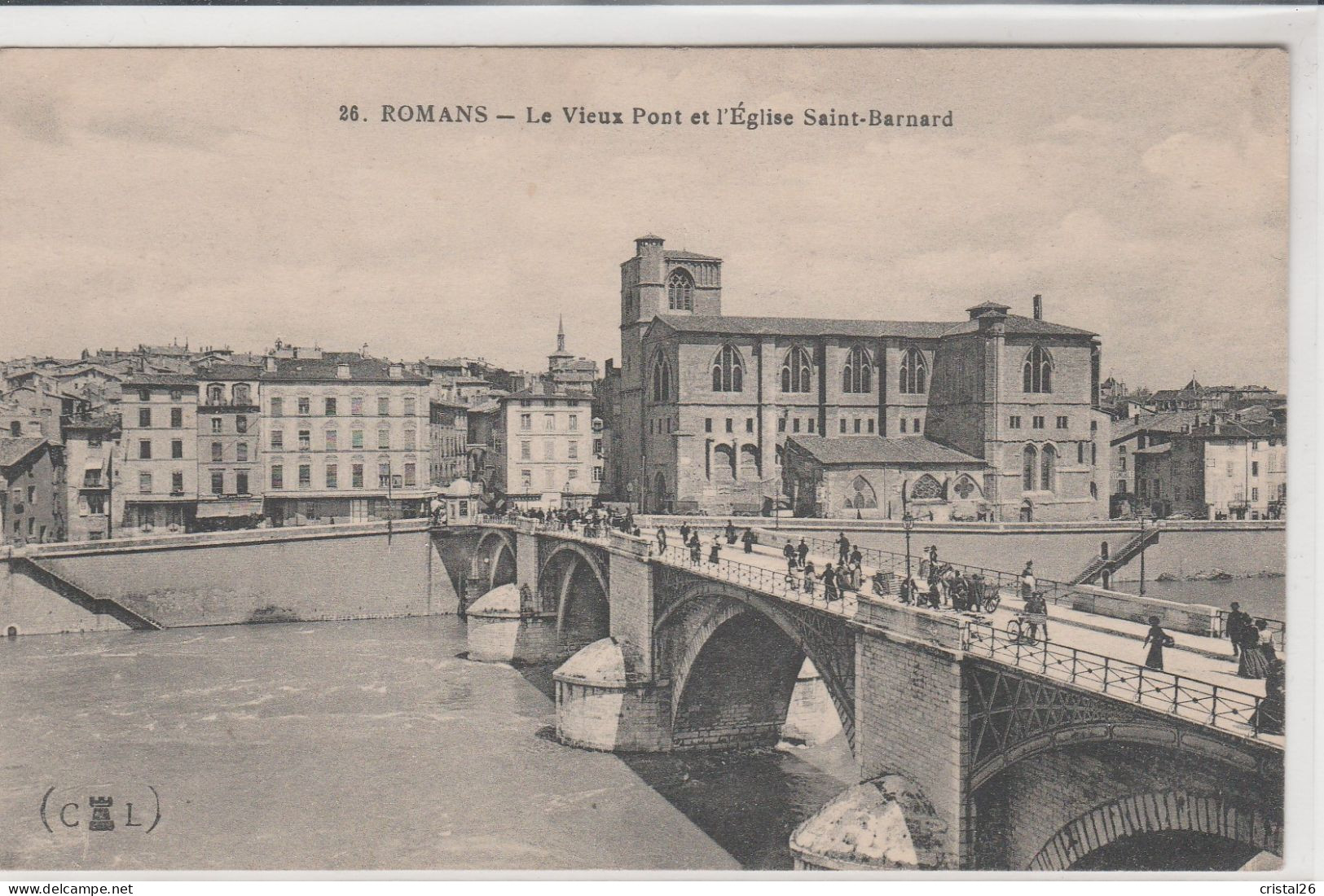Romans Le Vieux Pont Et L'eglise Animée - Romans Sur Isere