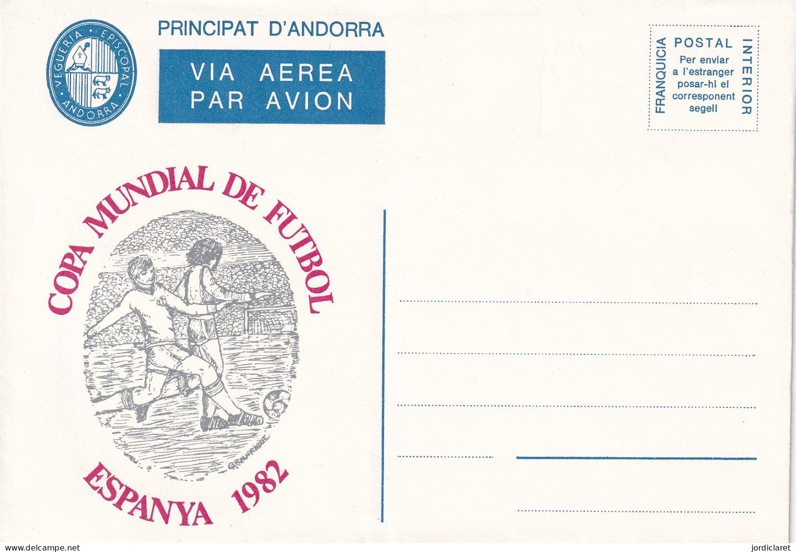FRANQUICIA INTERIOR ESPAÑA 1982  FUTBOL - Vegueria Episcopal