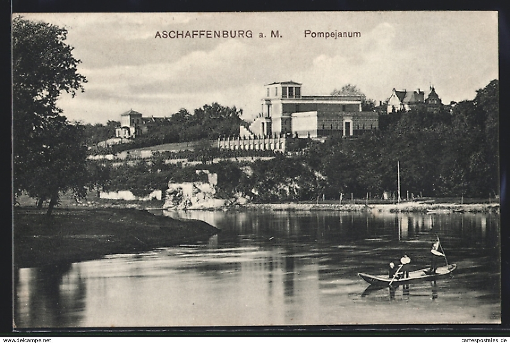 AK Aschaffenburg A. M., Flusspartie Mit Pompejanum  - Aschaffenburg