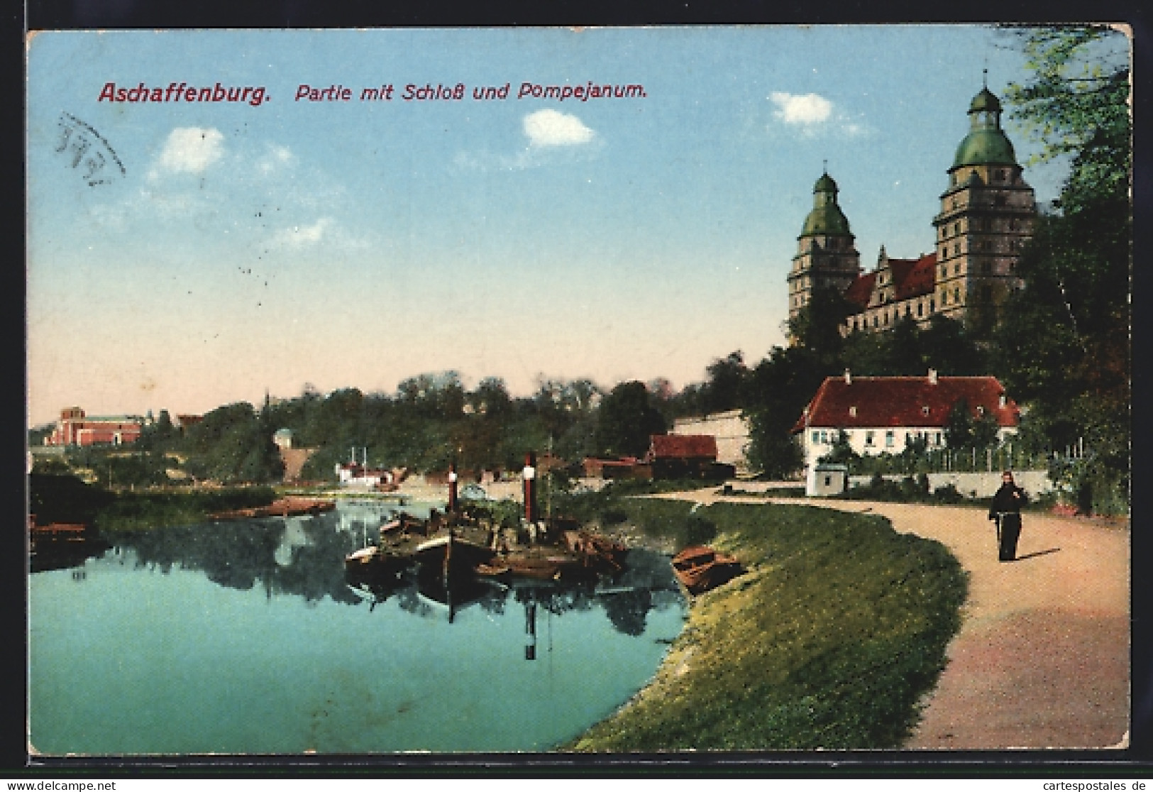 AK Aschaffenburg, Ortspartie Mit Schloss Und Pompejanum  - Aschaffenburg