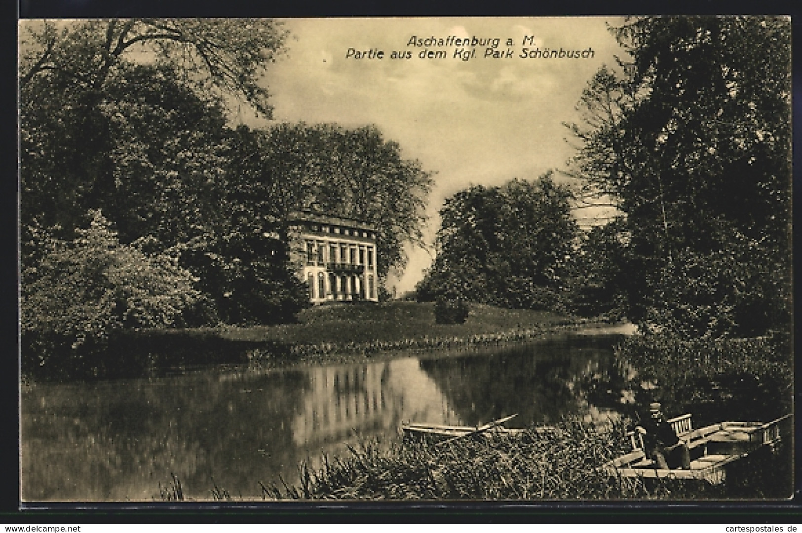 AK Aschaffenburg A. M., Kgl. Park Schönbusch, Ortspartie  - Aschaffenburg