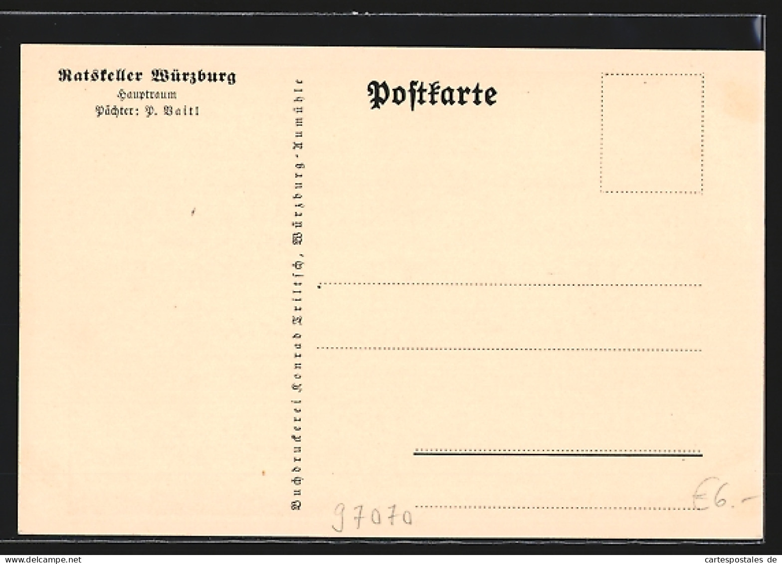 AK Würzburg, Gasthaus Ratskeller P. Baitl, Hauptraum  - Wuerzburg