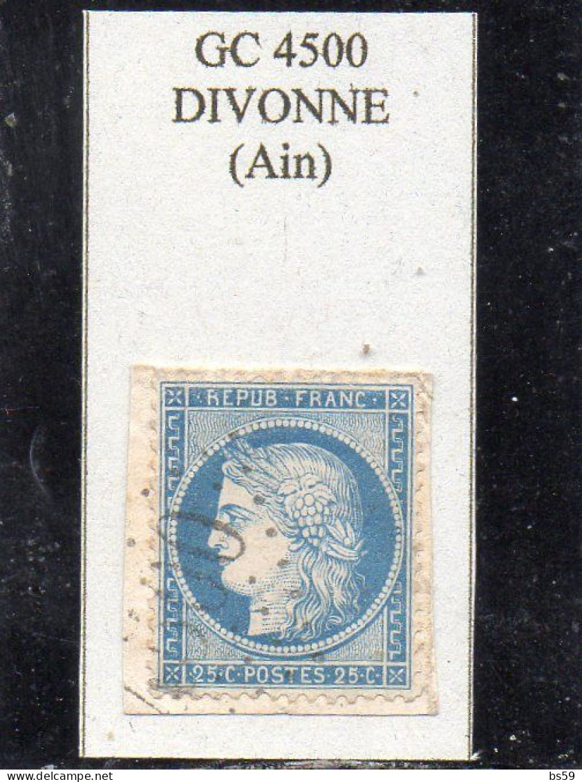 Ain - N° 60A Obl GC 4500 Divonne - 1871-1875 Cérès