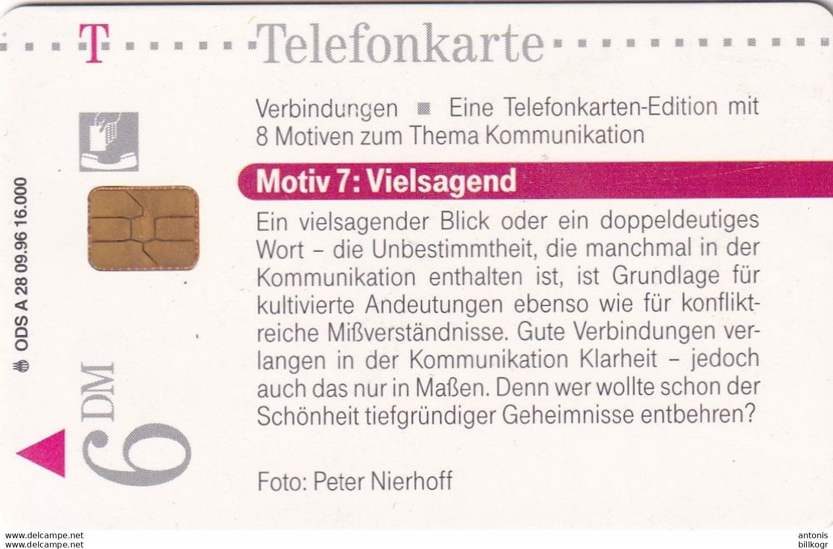 GERMANY(chip) - Peter Nierhoff/"Vielsagend"(A 28), Tirage 16000, 09/96, Mint - A + AD-Series : Publicitaires - D. Telekom AG