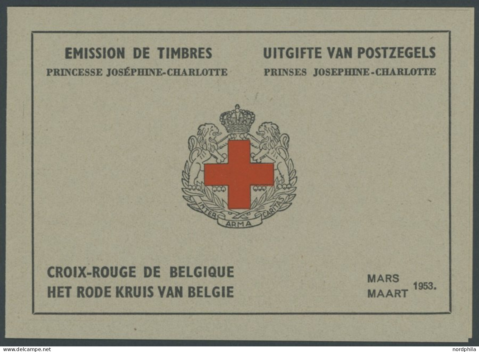 BELGIEN MH I **, 1953, 2 Fr. Rotes Kreuz Im Markenheftchen, Oberer Heftchenblatttext In Französisch, Pracht, Mi. 80.- - Autres & Non Classés