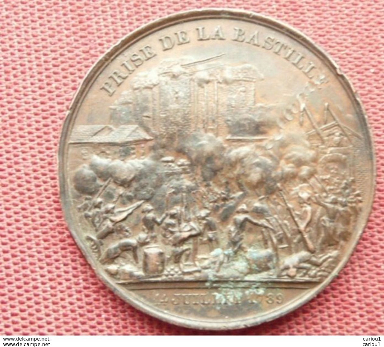 C1 MEDAILLE CUIVRE 44 Gr. PRISE BASTILLE DONJON VINCENNES 1844 42 Mm ROGAT Poincon Proue - Monarchia / Nobiltà