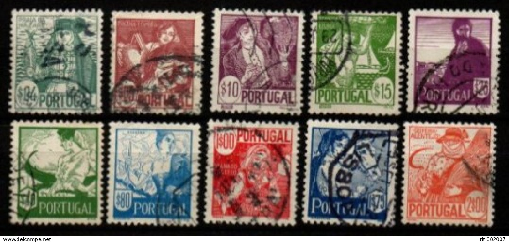 PORTUGAL  -   1941.  Y&T N° 616 à 625 Oblitérés.   Costumes. Série Complète. - Used Stamps