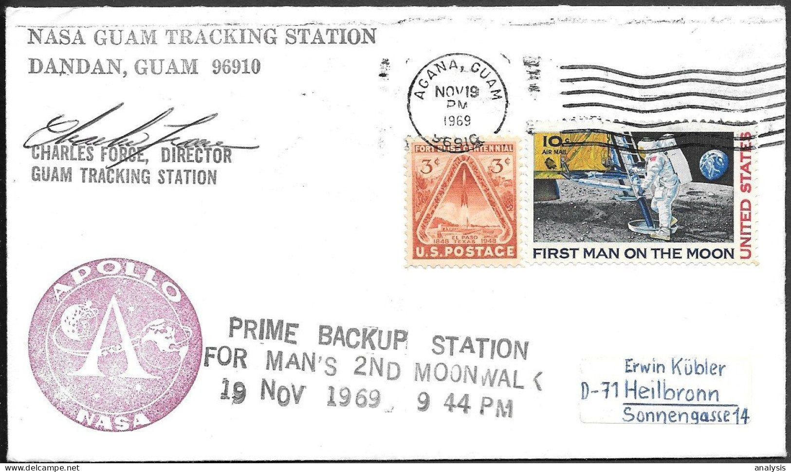 US Space Cover 1969. "Apollo 12" Moon Landing. NASA Guam Tracking - Etats-Unis