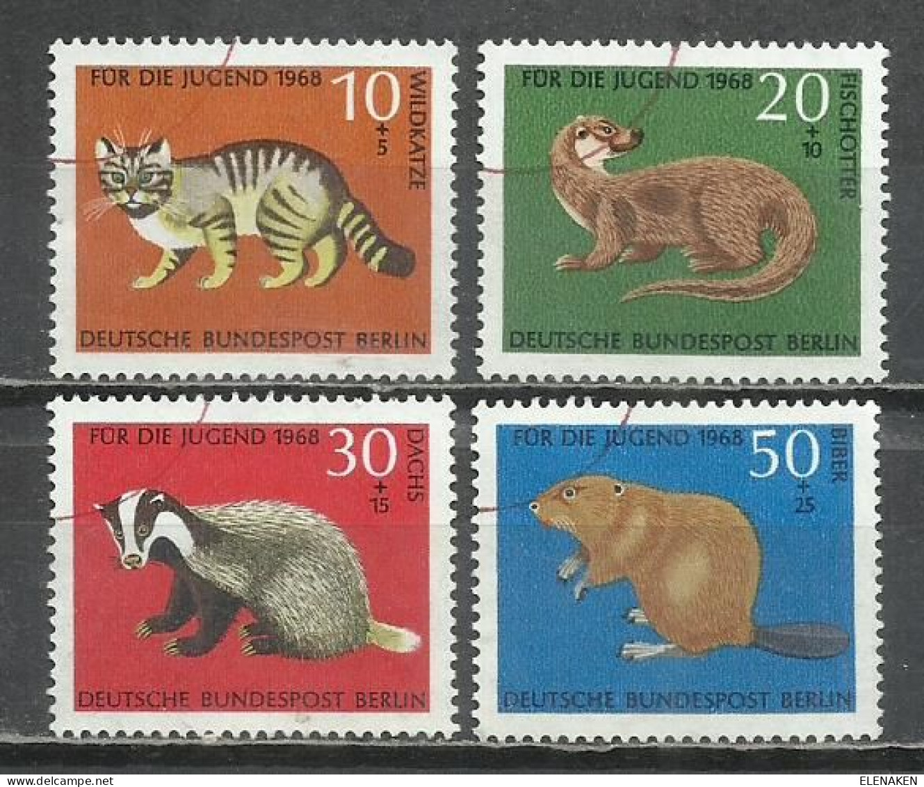 2554-ALEMANIA BERLIN 1968 SERIE COMPLETA FAUNA 291/294 PARA LA JUVENTUD SOBRETASAS 5,50€ - Gebruikt