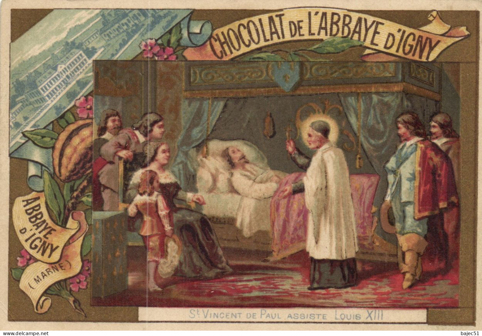 Petite Carte - Chocolat De L'Abbaye D'Igny - Saint Vincent De Paul Assiste Louis XIII - Other & Unclassified