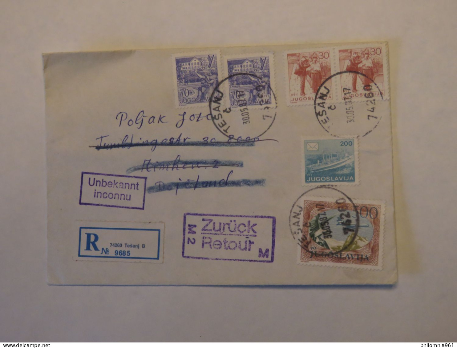 YUGOSLAVIA REGISTERED COVER  1987 - Other & Unclassified