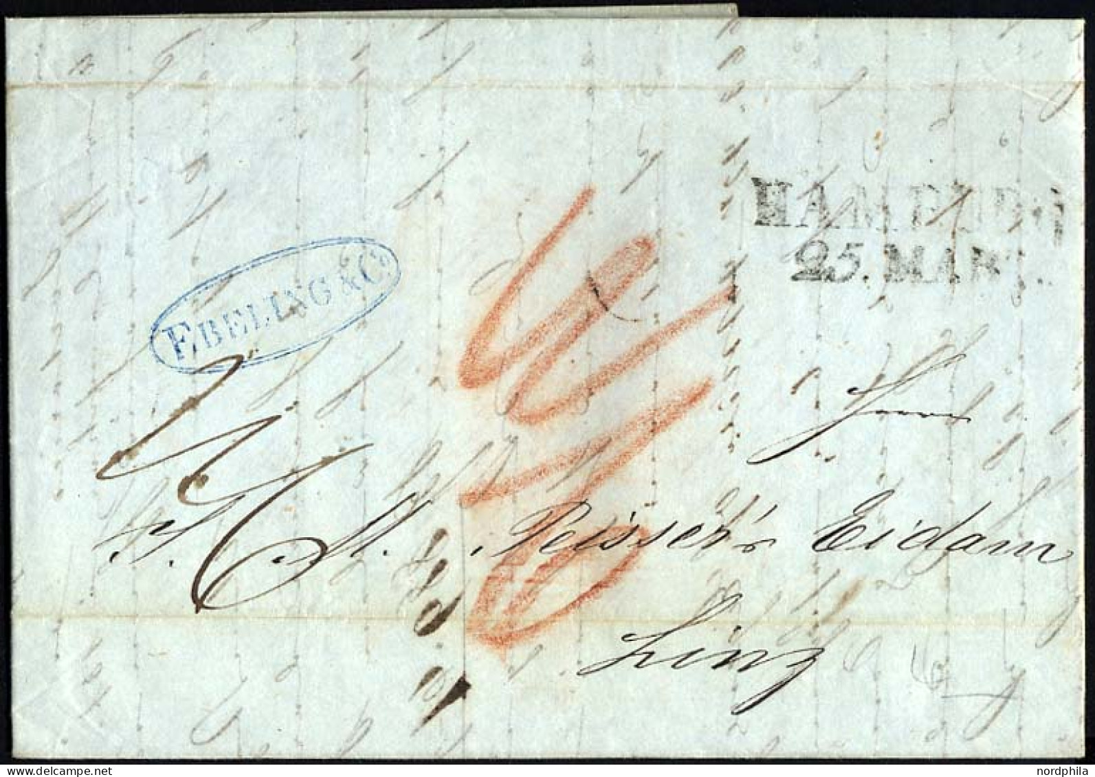 HAMBURG-VORPHILA 1846, HAMBURG, L2 Auf Geschäftsbrief Nach London, Feinst - [Voorlopers