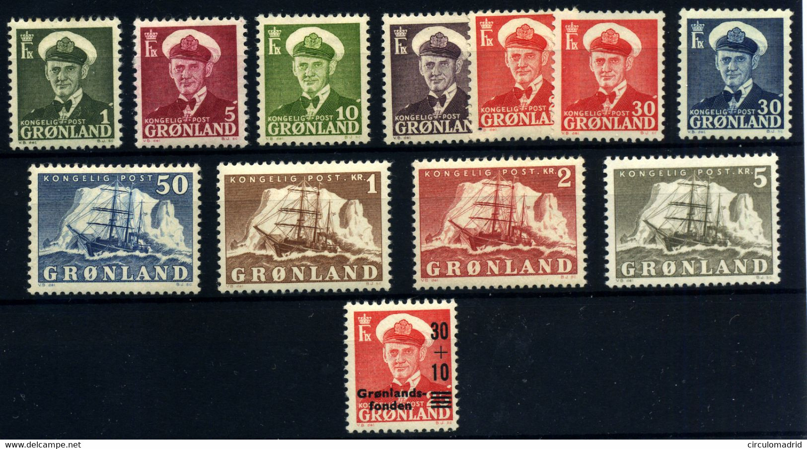 Groenlandia Nº 19/27,33.  Año 1950/59 - Neufs