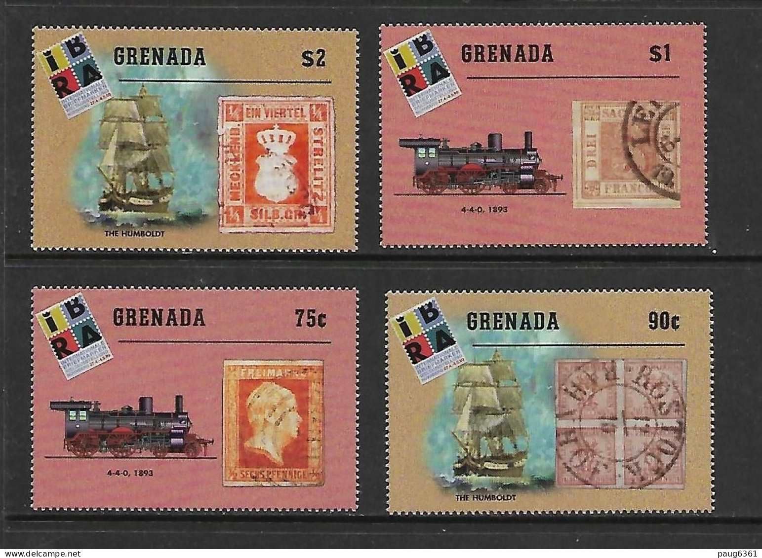 GRENADE 1999 TRAINS-BATEAUX-TIMBRES SUR TIMBRES YVERT N°3414/3417 NEUF MNH** - Trains
