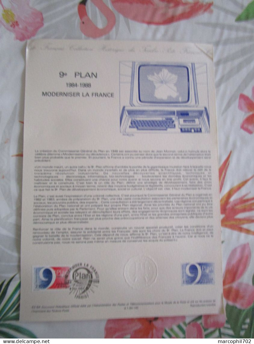 Document Officiel 9e Plan Moderniser La France 8/12/84 - Documents De La Poste
