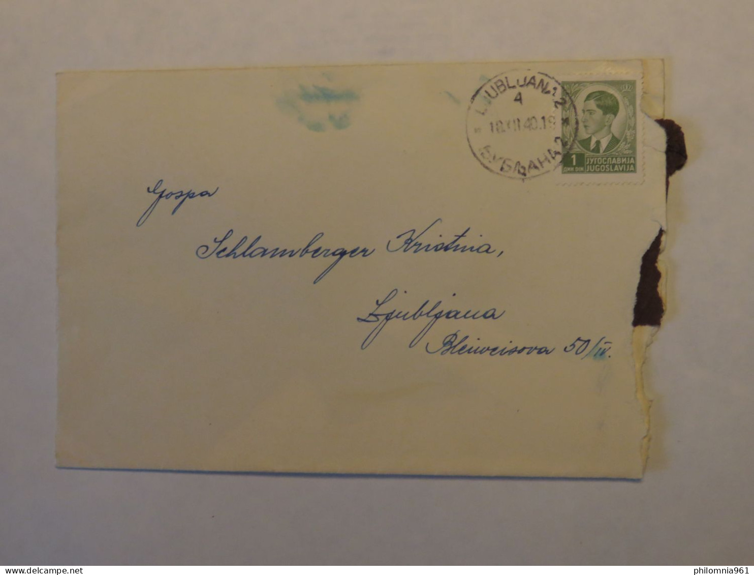 YUGOSLAVIA COVER  TO SLOVENIA 1940 - Other & Unclassified