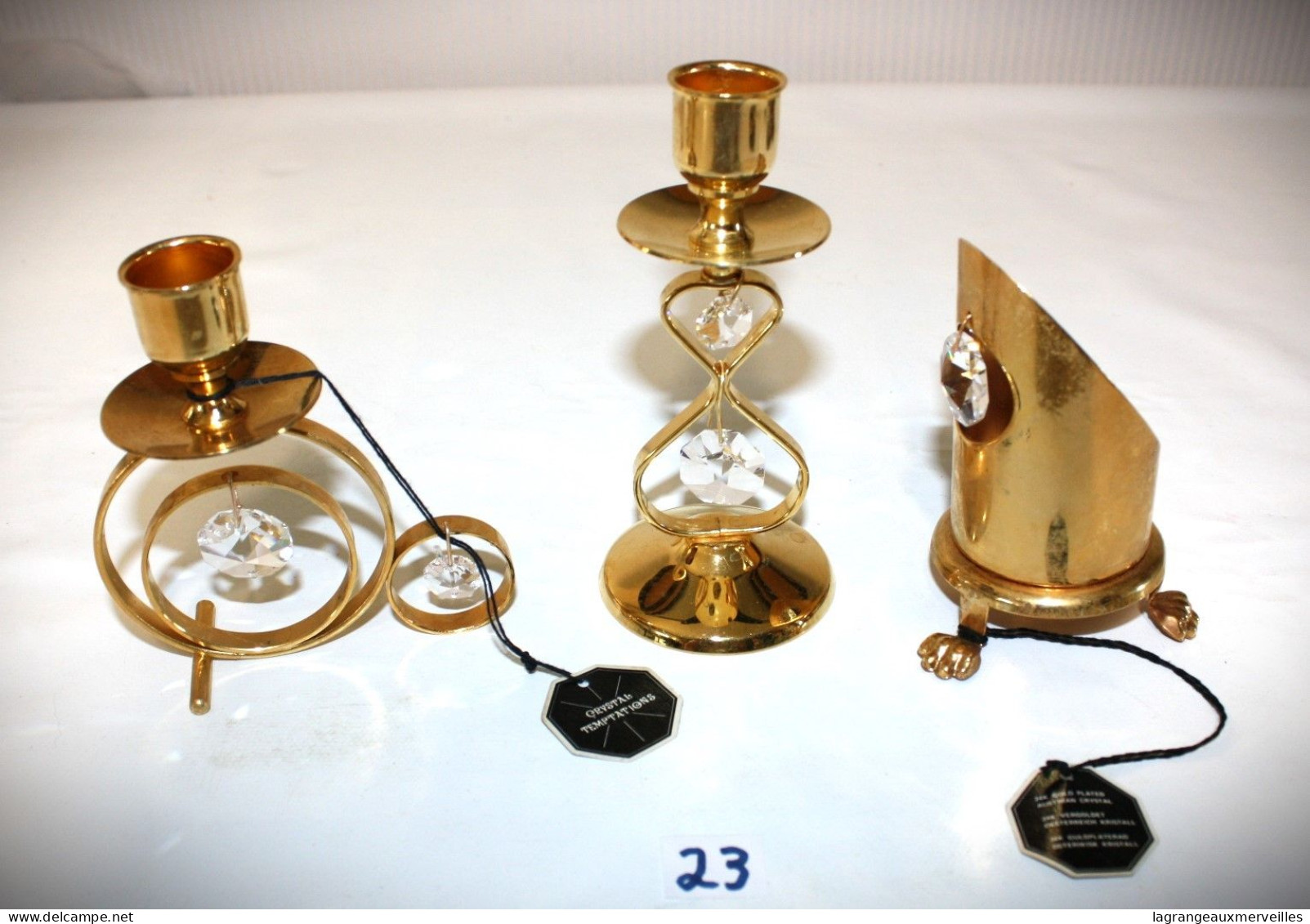 C23 Crystal Temptations - 24K Gold Plated Austrian Crystal - Idéal Déco - Luxe - Candeleros, Candelabros Y Palmatorias