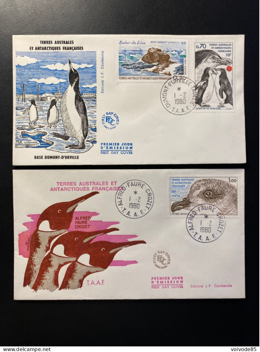 Enveloppes 1er Jour "Oiseaux - Manchot - Gorfou De Schelgel - Pétrel" - 01/02/1980 - 81/82 PA57 - TAAF - FDC